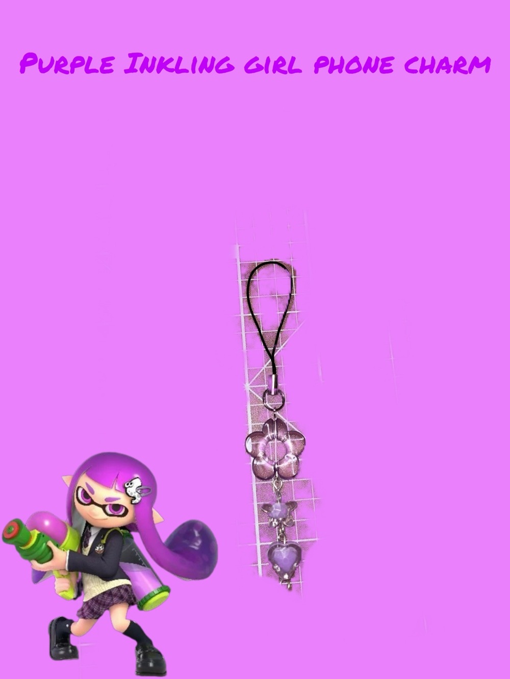 Handmade Purple Inkling Girl Phone Charm